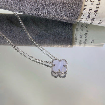 [Clover]CLOVER 15MM BLUE CHALCEDONY NECKLACE SILVER