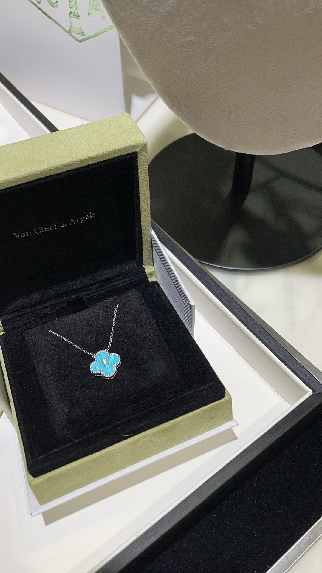 [Clover]CLOVER 15MM DIAMOND SVRES PORCELAIN  NECKLACE SILVER