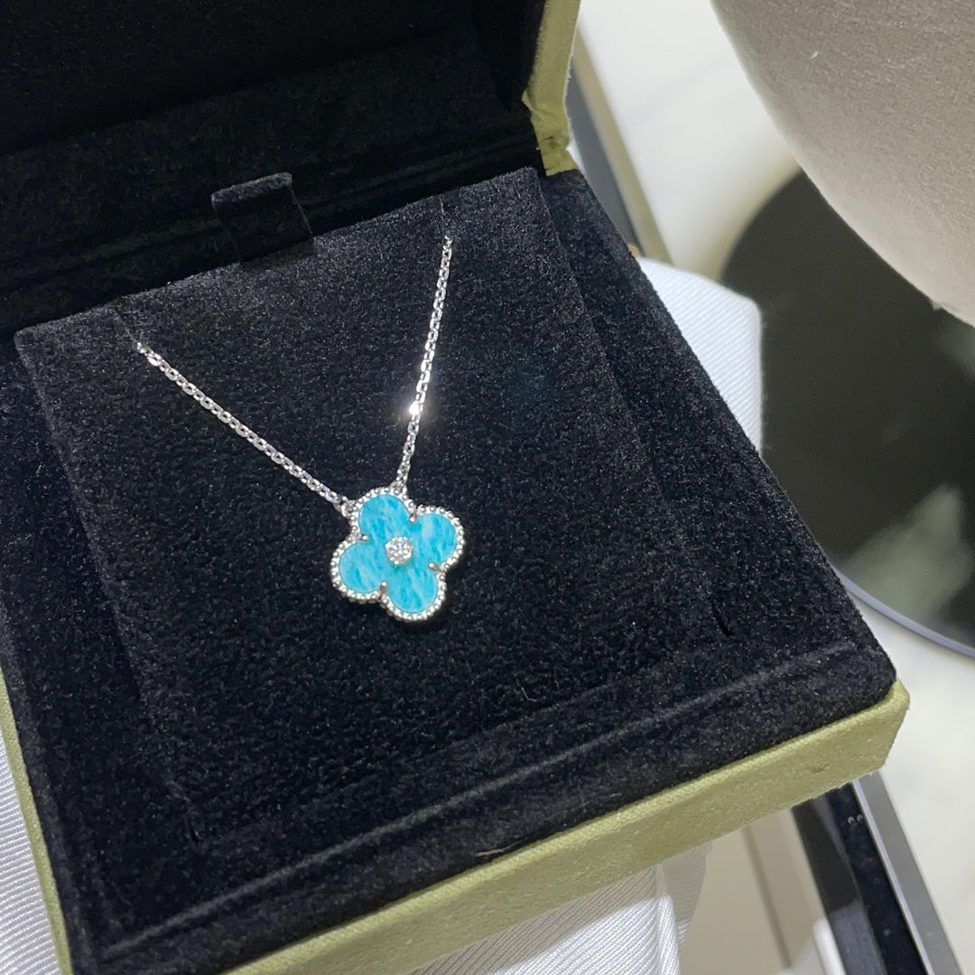 [Clover]CLOVER 15MM DIAMOND SVRES PORCELAIN  NECKLACE SILVER