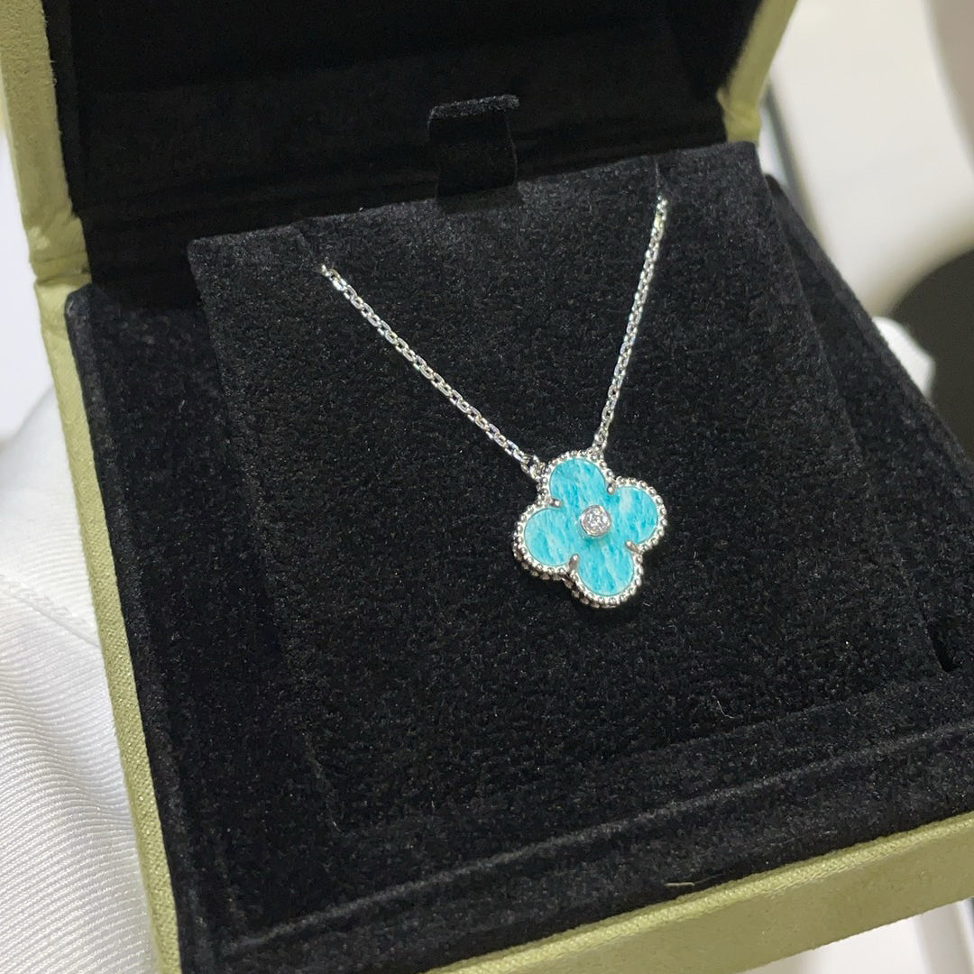 [Clover]CLOVER 15MM DIAMOND SVRES PORCELAIN  NECKLACE SILVER