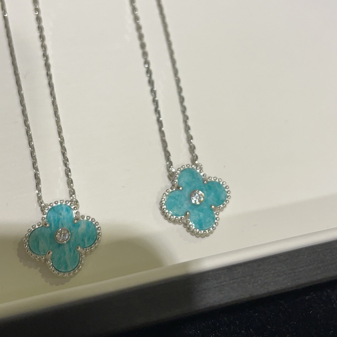 [Clover]CLOVER 15MM DIAMOND SVRES PORCELAIN  NECKLACE SILVER