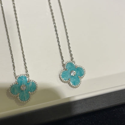 [Clover]CLOVER 15MM DIAMOND SVRES PORCELAIN  NECKLACE SILVER