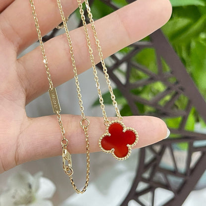 [Clover]CLOVER 15MM CARNELIAN SINGLE FLOWER NECKLACE