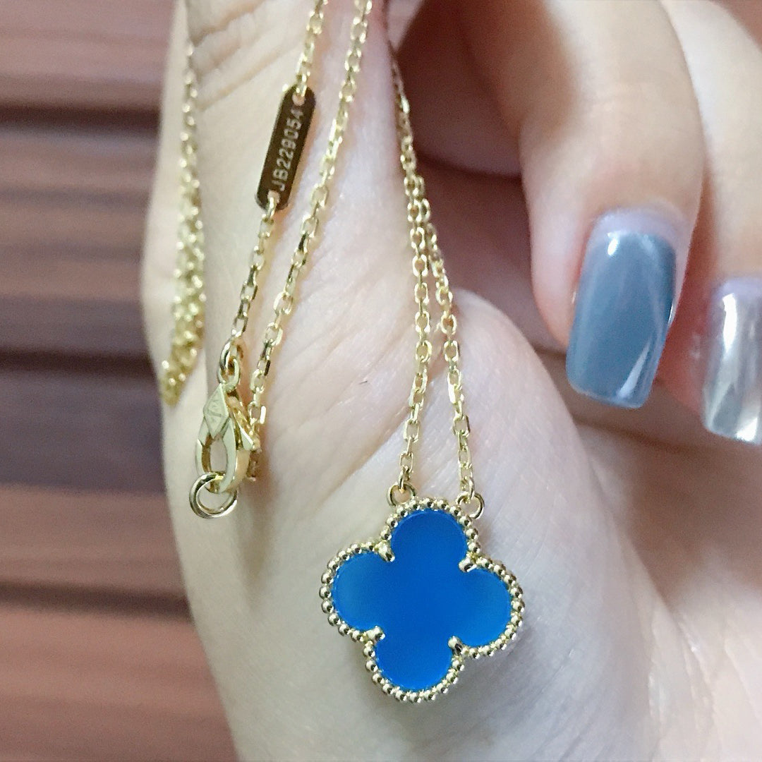 [Clover]CLOVER 15MM BLUE AGATE NECKLACE