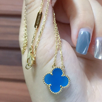 [Clover]CLOVER 15MM BLUE AGATE NECKLACE