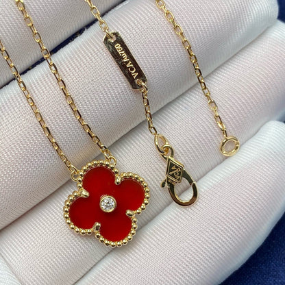 [Clover]CLOVER 15MM DIAMOND CARNELIAN NECKLACE