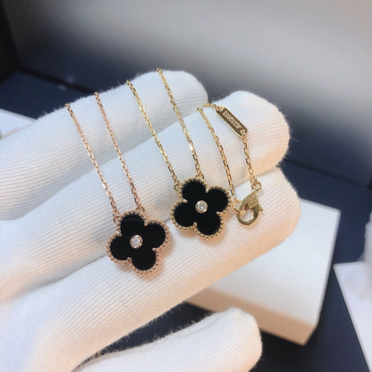 [Clover]CLOVER 15MM DIAMOND ONYX NECKLACE