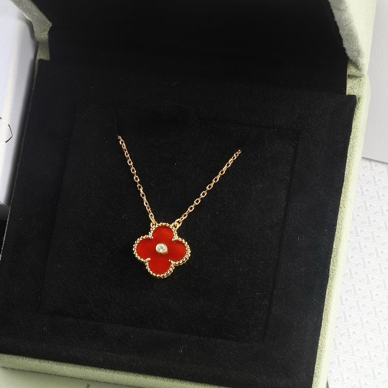 [Clover]CLOVER 15MM DIAMOND CARNELIAN NECKLACE