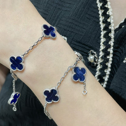 [Clover]CLOVER 5 MOTIF PIETERSITE SILVER BRACELET
