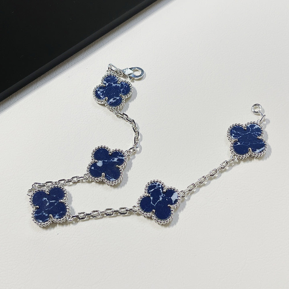 [Clover]CLOVER 5 MOTIF PIETERSITE SILVER BRACELET