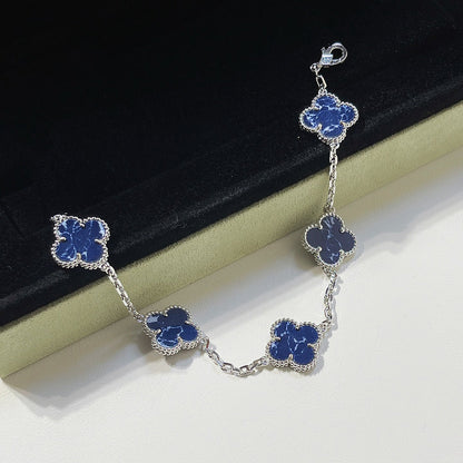 [Clover]CLOVER 5 MOTIF PIETERSITE SILVER BRACELET