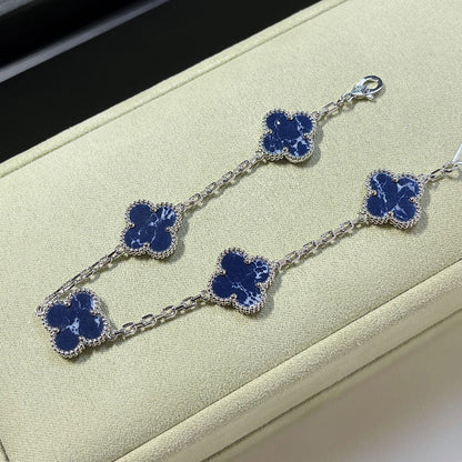 [Clover]CLOVER 5 MOTIF PIETERSITE SILVER BRACELET