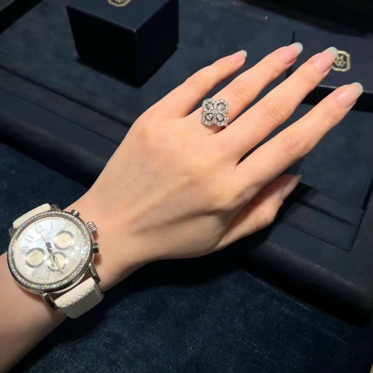 [Clover]LOOP RING FULL MOTIF DIAMOND 16MM SILVE