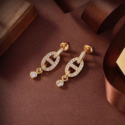 [Clover]HM CHAINE DIAMOND EARRINGS
