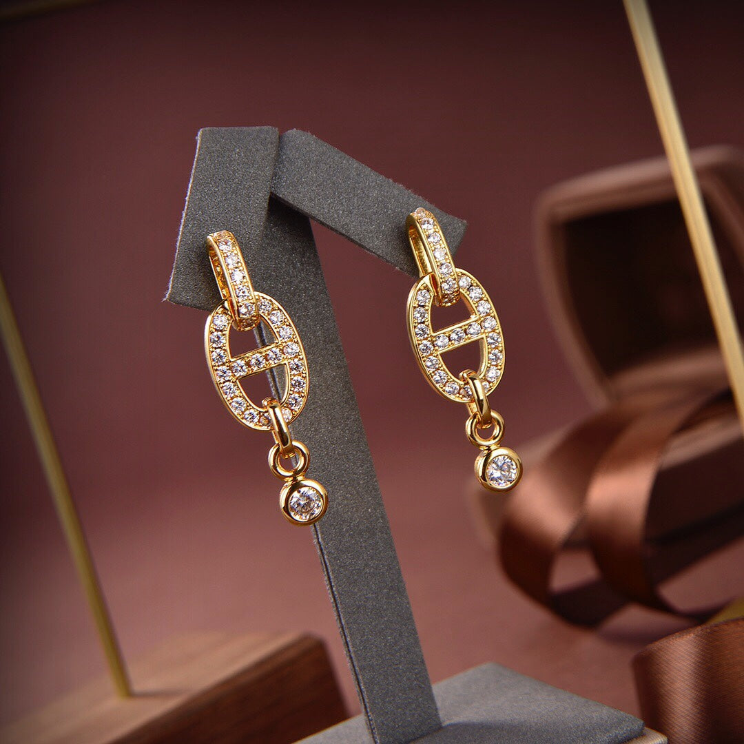 [Clover]HM CHAINE DIAMOND EARRINGS