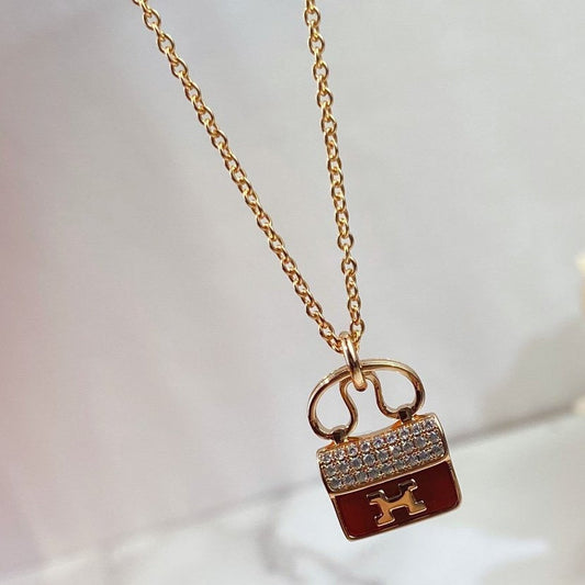 [Clover]CONSTANCE RED PEDANT PINK GOLD NECKLACE