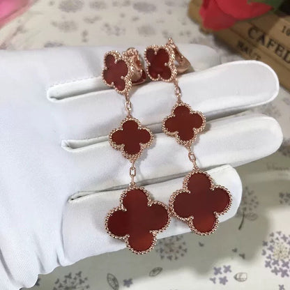 [Clover]CLOVER 3 MOTIF CARNELIAN DROP EARRINGS