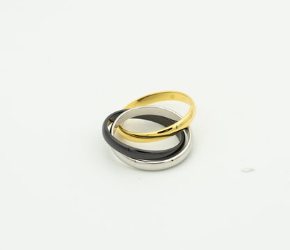 [Clover]TRINITY RING BLACK GOLD SILVER