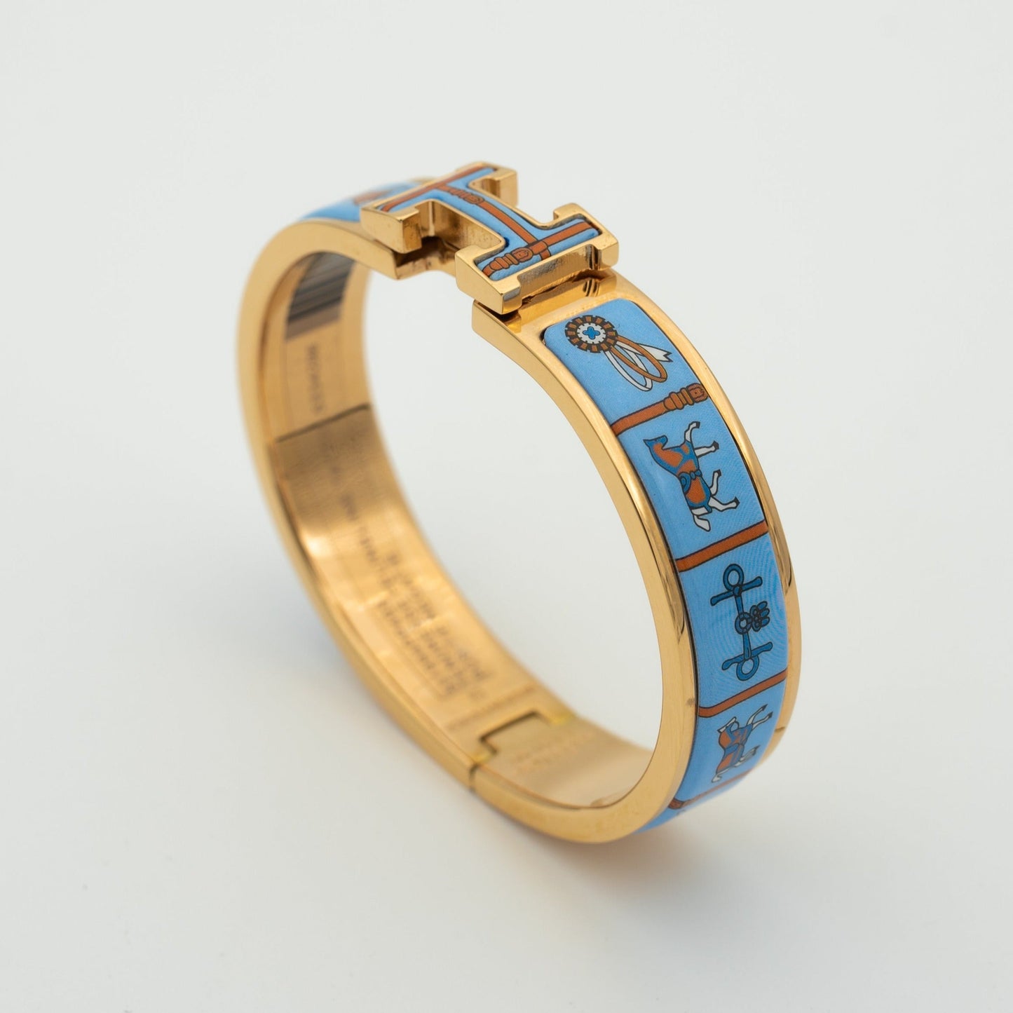 [Clover]H PINK GOLD BRACELET BLUE CERAMIC