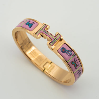 [Clover]H PINK GOLD BRACELET PINK CERAMIC