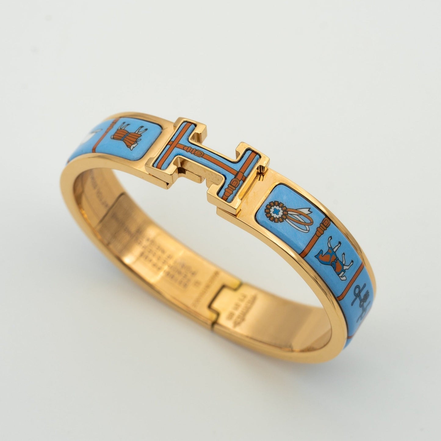 [Clover]H PINK GOLD BRACELET BLUE CERAMIC
