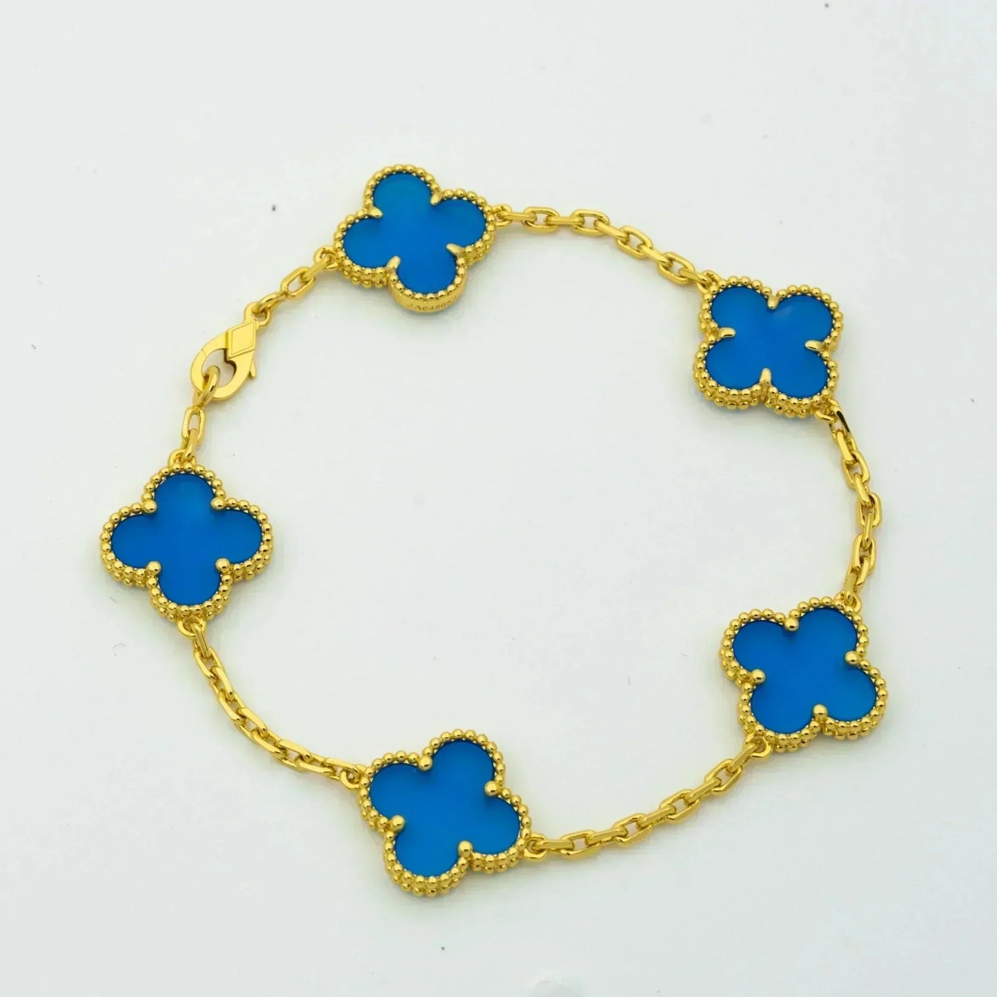 [Clover]CLOVER 5 MOTIFS BLUE AGATE BRACELET