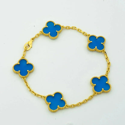 [Clover]CLOVER 5 MOTIFS BLUE AGATE BRACELET