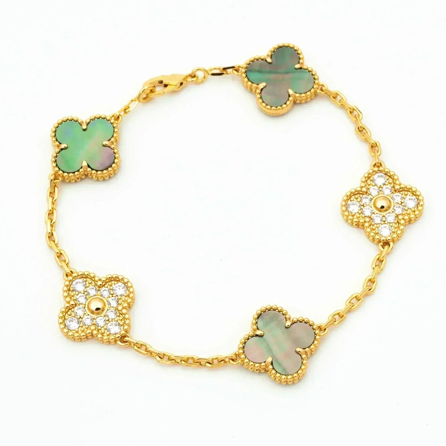 [Clover]CLOVER 5 MOTIF GRAY MOP DIAMOND BRACELET