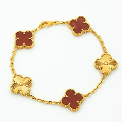 [Clover]CLOVER  5 MOTIFS CARNELIAN GOLD BRACELET