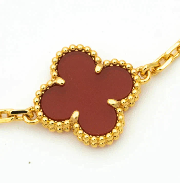 [Clover]CLOVER  5 MOTIFS CARNELIAN GOLD BRACELET