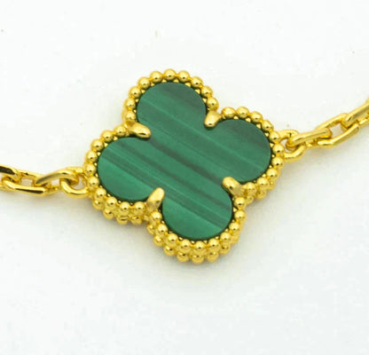 [Clover]CLOVER  5 MOTIF MALACHITE DIAMOND BRACELET