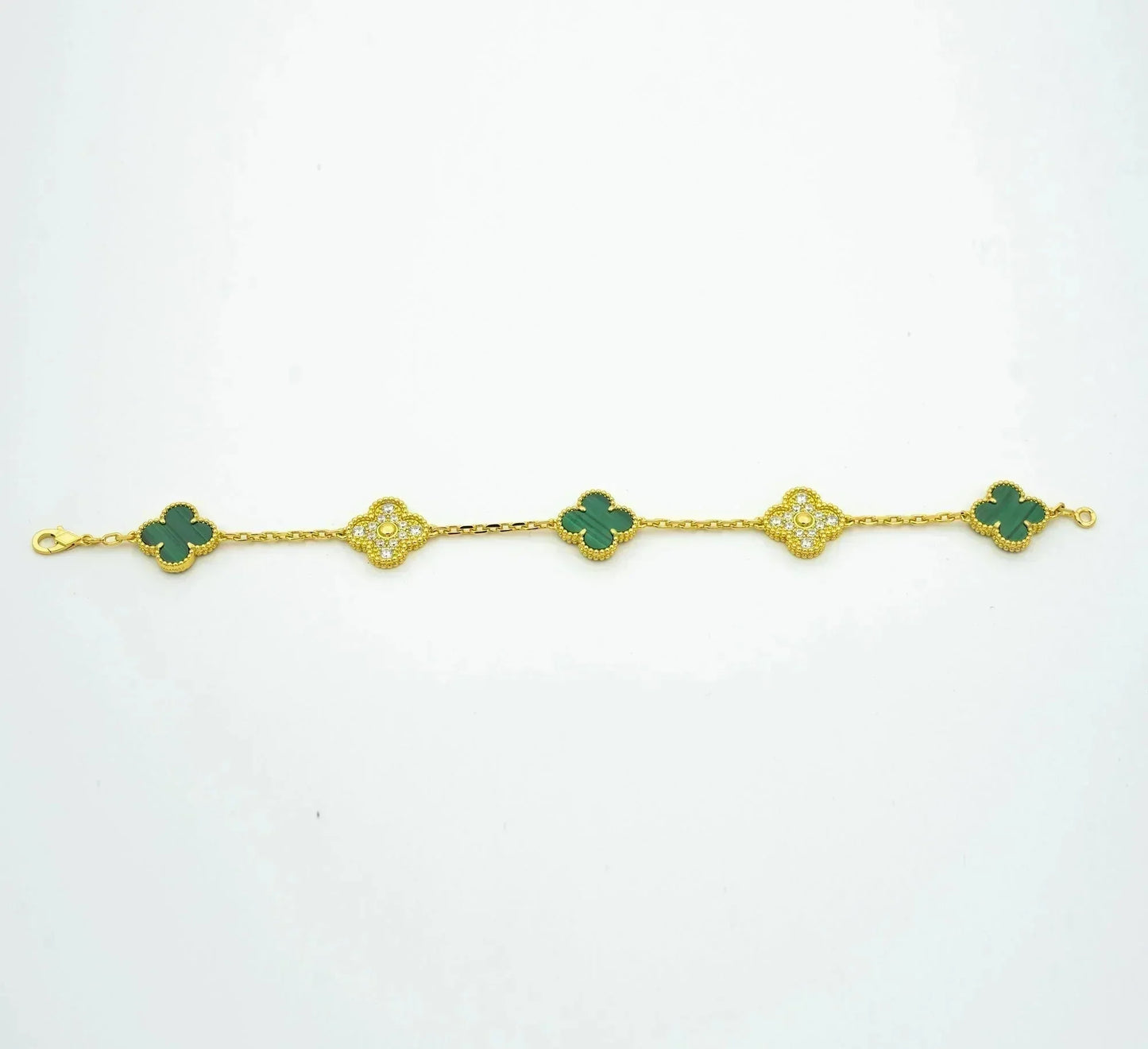 [Clover]CLOVER  5 MOTIF MALACHITE DIAMOND BRACELET