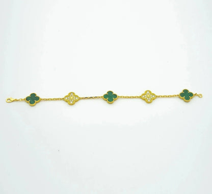 [Clover]CLOVER  5 MOTIF MALACHITE DIAMOND BRACELET