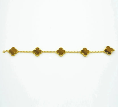 [Clover]CLOVER  5 MOTIFS TIGER EYE BRACELET