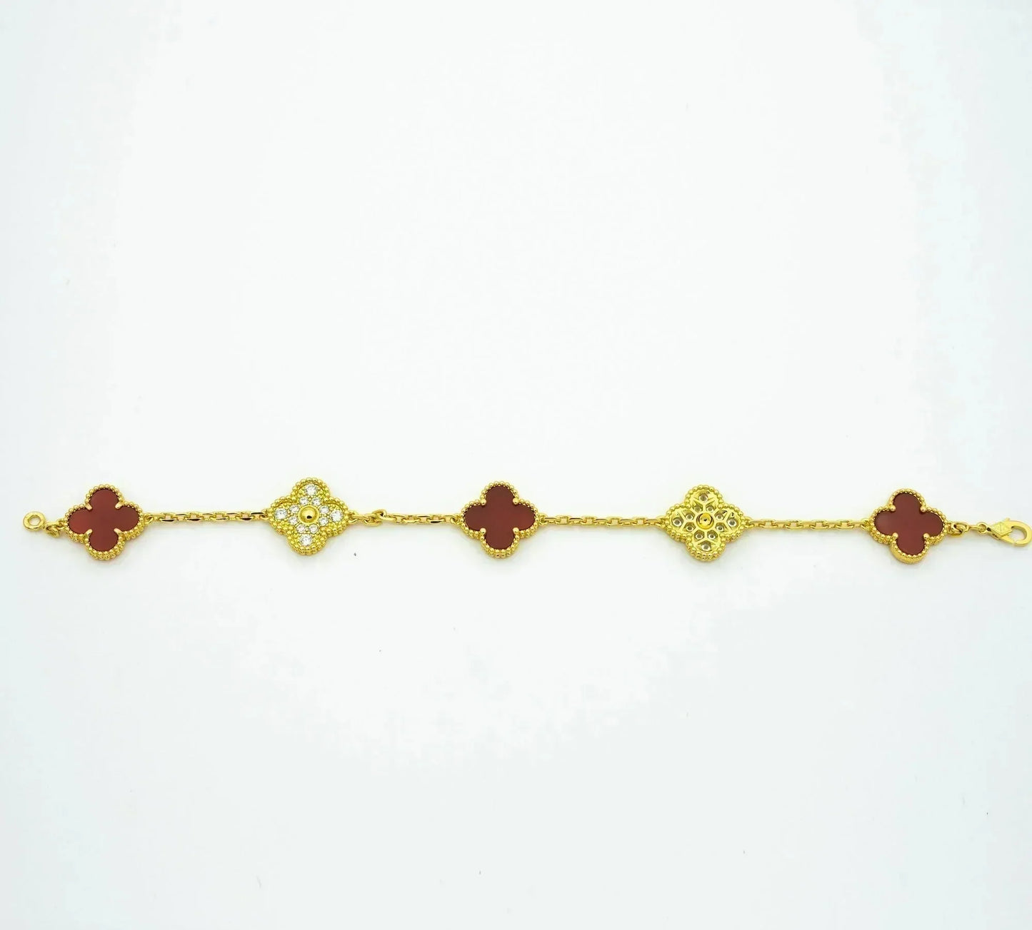 [Clover]CLOVER 5 MOTIFS CARNELIAN DIAMOND BRACELET