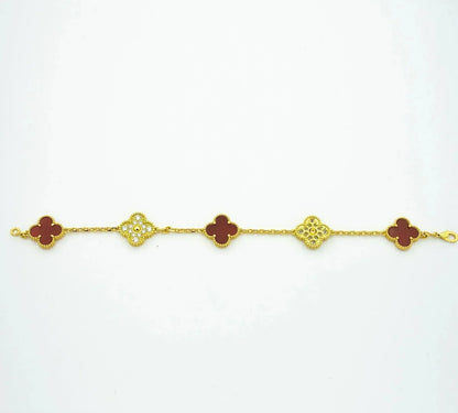 [Clover]CLOVER 5 MOTIFS CARNELIAN DIAMOND BRACELET