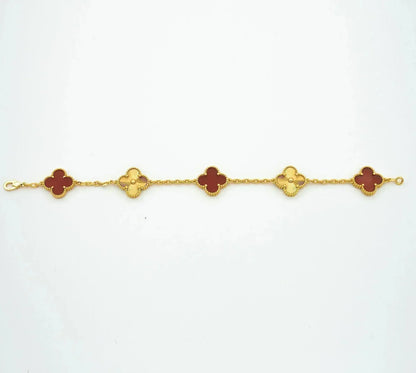 [Clover]CLOVER  5 MOTIFS CARNELIAN GOLD BRACELET