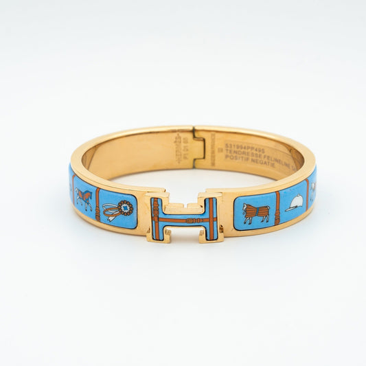 [Clover]H PINK GOLD BRACELET BLUE CERAMIC