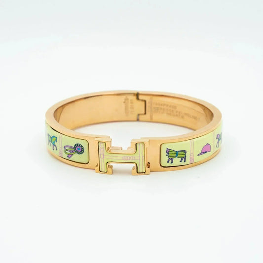 [Clover]H PINK GOLD BRACELET CREAM CERAMIC