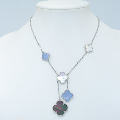 [Clover]CLOVER MOP CHALCEDONY NECKLACE SILVER 6 MOTIF