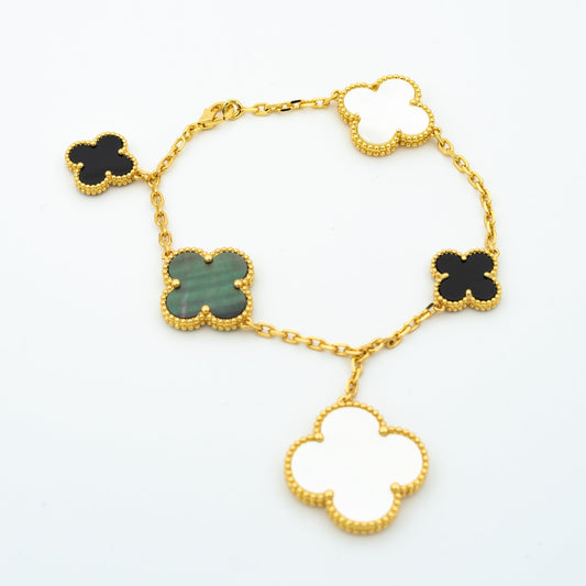 [Clover]CLOVER BRACELET 5 MOTIFS ONYX MOP