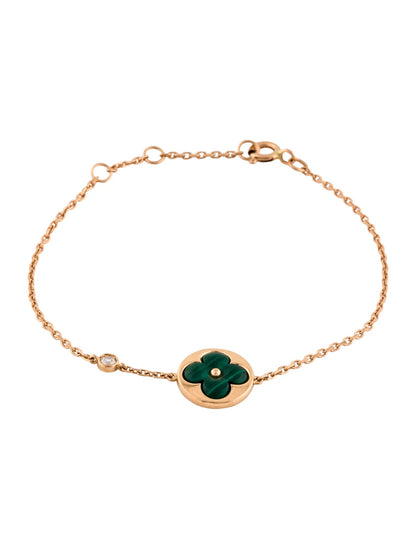 [Clover]SUN MALACHITE 1 DIAMOND PINK GOLD BRACELET