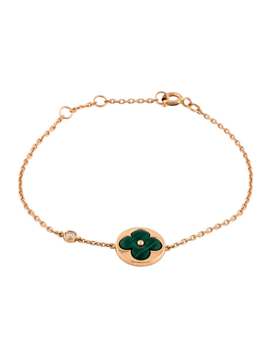 [Clover]SUN MALACHITE 1 DIAMOND PINK GOLD BRACELET