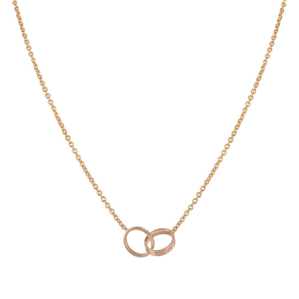 [Clover]LOVE NECKLACE DOUBLE RING PINK GOLD