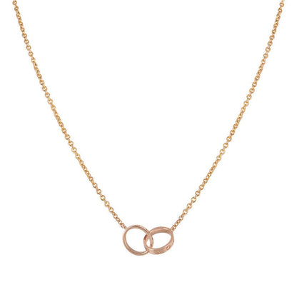 [Clover]LOVE NECKLACE DOUBLE RING PINK GOLD