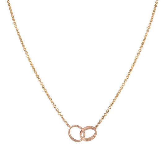 [Clover]LOVE NECKLACE DOUBLE RING PINK GOLD