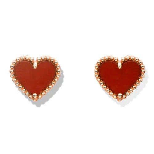 [Clover]HEART CARNELIAN STUD EARRINGS