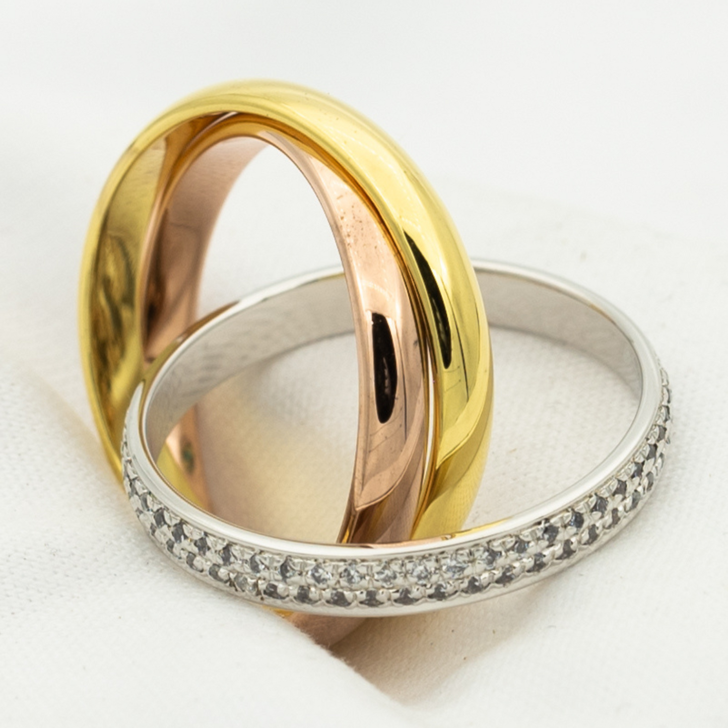 [Clover]TRINITY RING GOLD PINK GOLD SILVER DIAMONDS