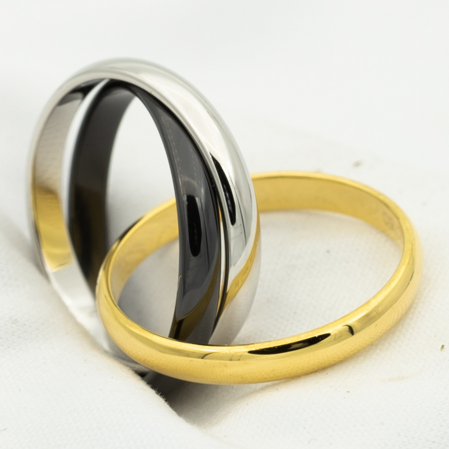 [Clover]TRINITY RING BLACK GOLD SILVER