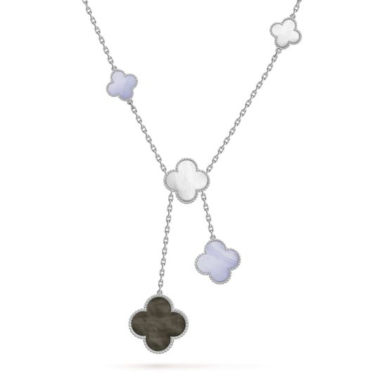 [Clover]CLOVER MOP CHALCEDONY NECKLACE SILVER 6 MOTIF